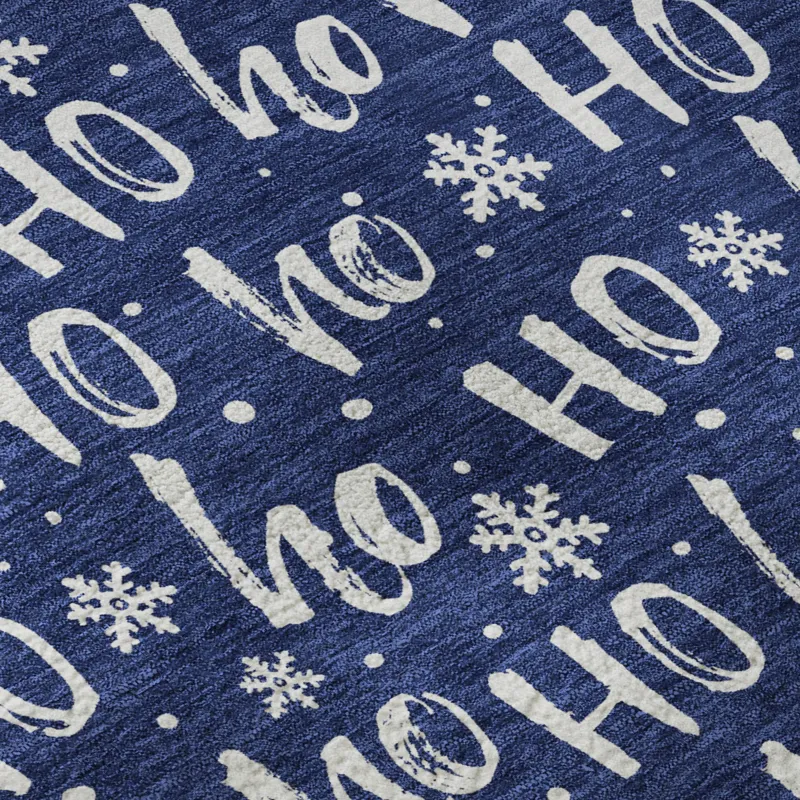 Luxury Washable Indoor/Outdoor Merry & Bright Navy 5\' x 7\'6\" Rug