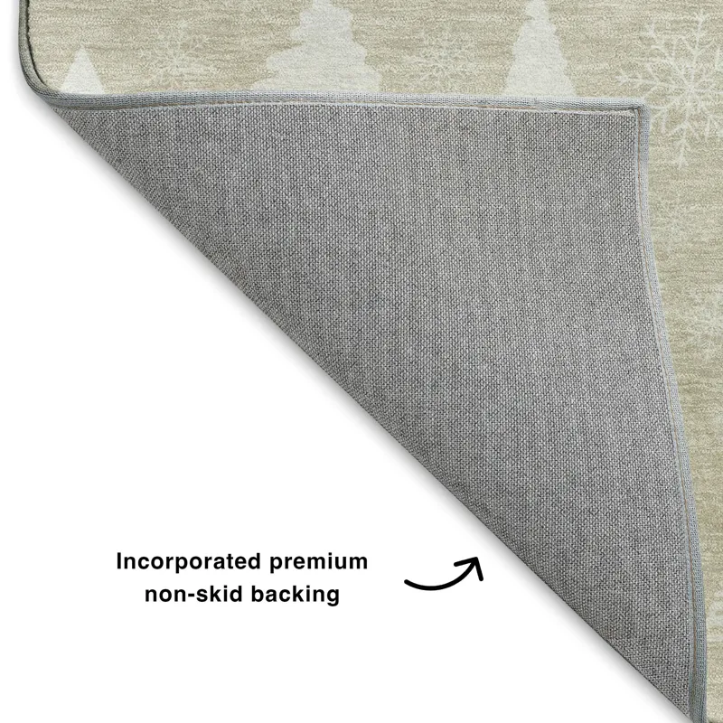 Luxury Washable Indoor/Outdoor Merry & Bright Beige 5\' x 7\'6\" Rug
