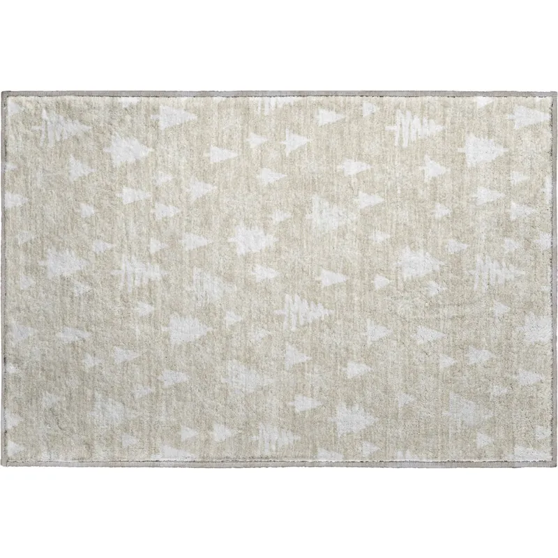Luxury Washable Indoor/Outdoor Merry & Bright Beige 1\'8\" x 2\'6\" Rug