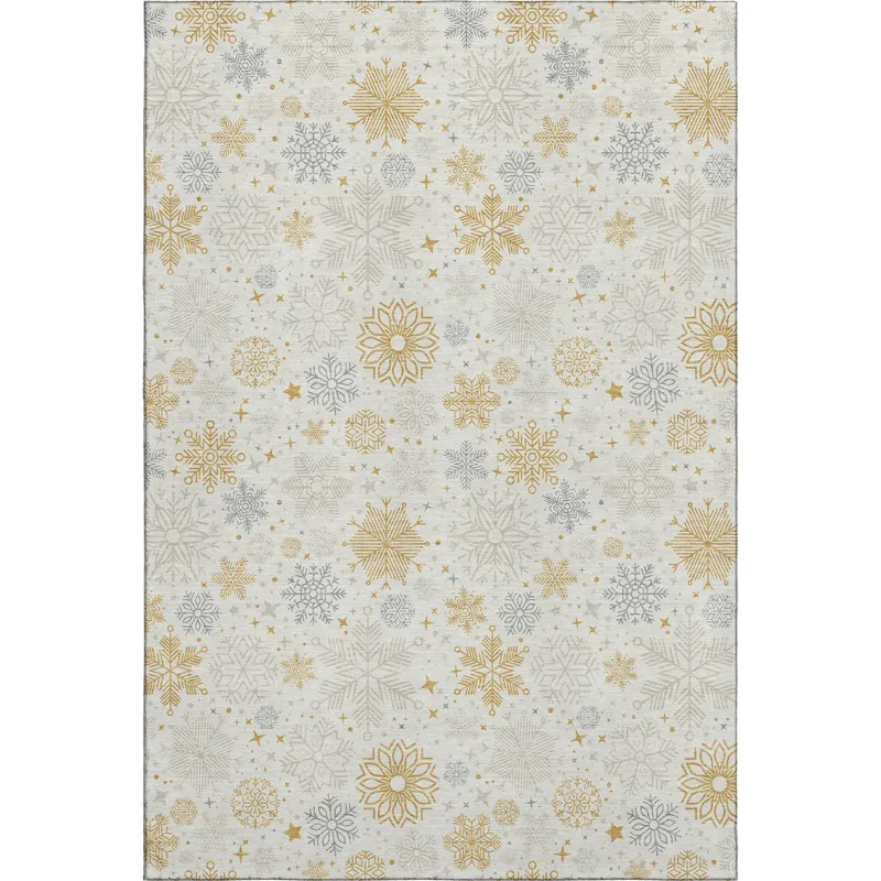 Luxury Washable Indoor/Outdoor Merry & Bright Ivory 8\' x 10\' Rug