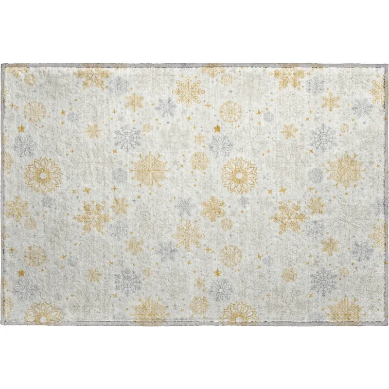 Luxury Washable Indoor/Outdoor Merry & Bright Ivory 1\'8\" x 2\'6\" Rug