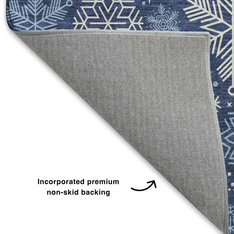 Luxury Washable Indoor/Outdoor Merry & Bright Navy 2\'6\" x 3\'10\" Rug