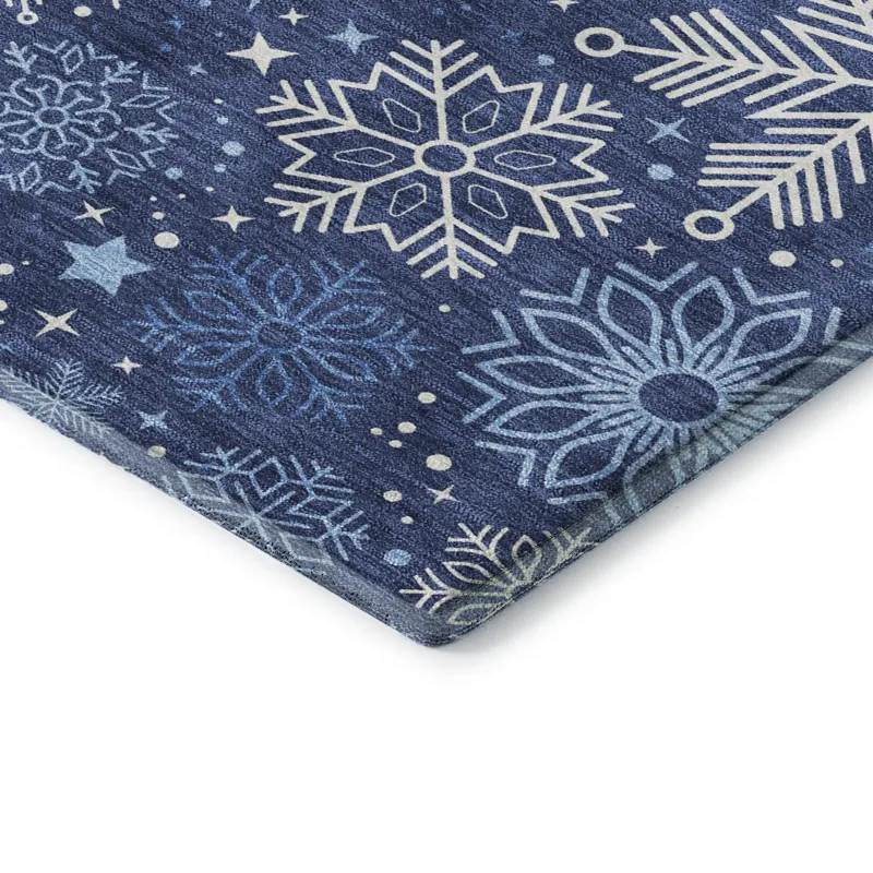 Luxury Washable Indoor/Outdoor Merry & Bright Navy 2\'6\" x 3\'10\" Rug