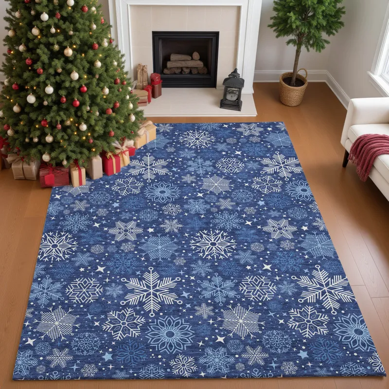 Luxury Washable Indoor/Outdoor Merry & Bright Navy 2\'6\" x 3\'10\" Rug