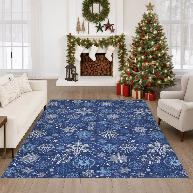 Luxury Washable Indoor/Outdoor Merry & Bright Navy 2\'6\" x 3\'10\" Rug