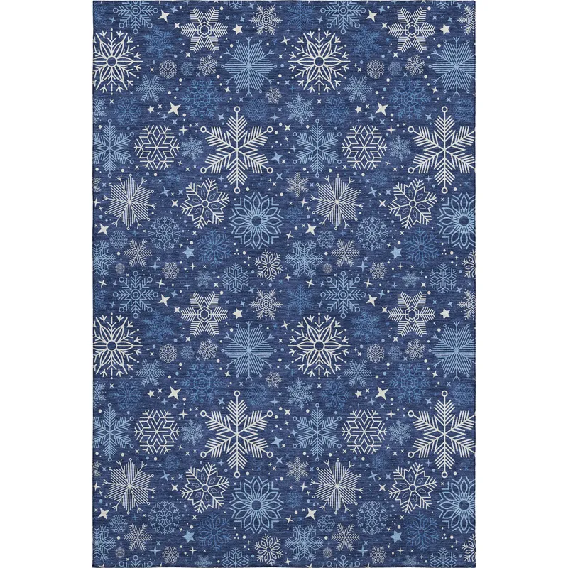 Luxury Washable Indoor/Outdoor Merry & Bright Navy 2\'6\" x 3\'10\" Rug