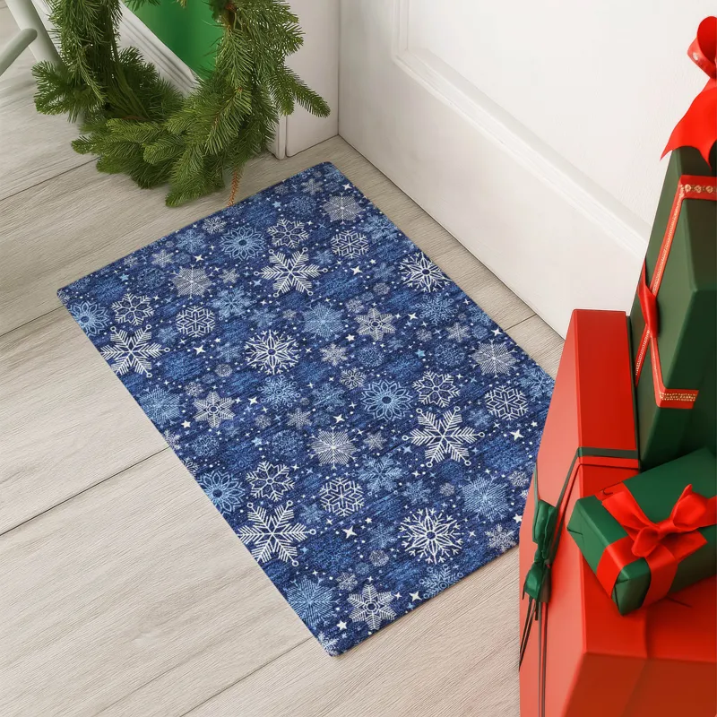 Luxury Washable Indoor/Outdoor Merry & Bright Navy 1\'8\" x 2\'6\" Rug