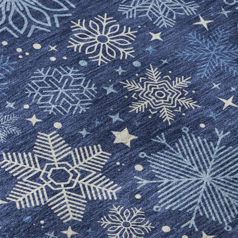 Luxury Washable Indoor/Outdoor Merry & Bright Navy 2\'6\" x 3\'10\" Rug