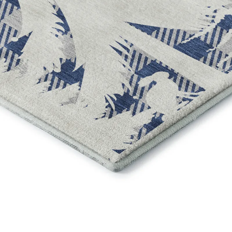 Luxury Washable Indoor/Outdoor Merry & Bright Blue 2\'3\" x 7\'6\" Runner Rug