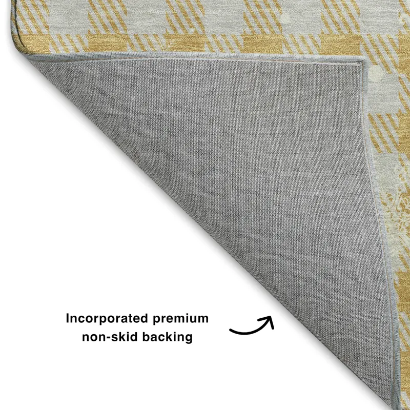 Luxury Washable Indoor/Outdoor Merry & Bright Gold 2\'6\" x 3\'10\" Rug