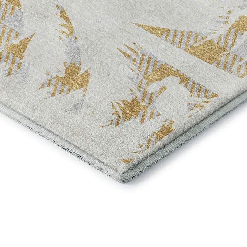 Luxury Washable Indoor/Outdoor Merry & Bright Gold 2\'6\" x 3\'10\" Rug