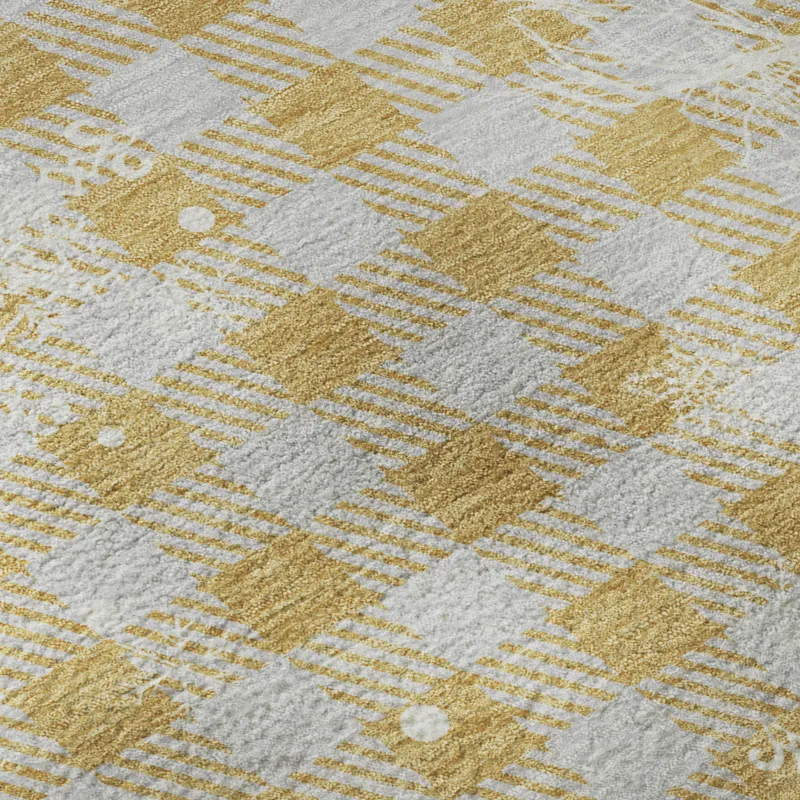Luxury Washable Indoor/Outdoor Merry & Bright Gold 2\'6\" x 3\'10\" Rug
