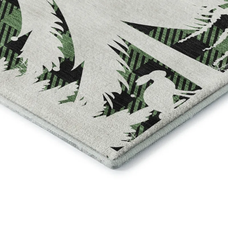 Luxury Washable Indoor/Outdoor Merry & Bright Green 8\' x 10\' Rug