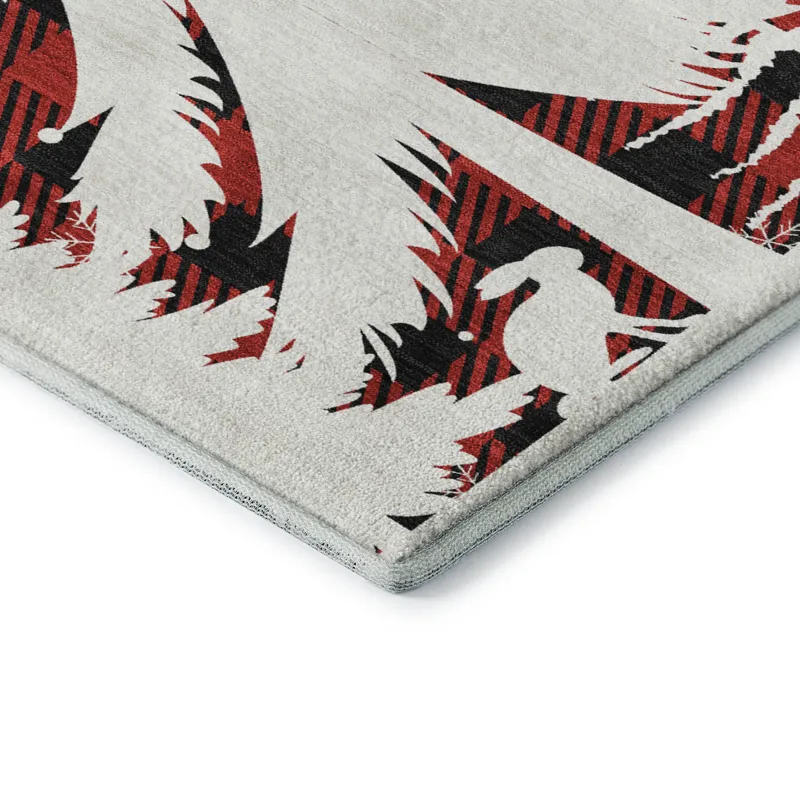 Luxury Washable Indoor/Outdoor Merry & Bright Red 1\'8\" x 2\'6\" Rug