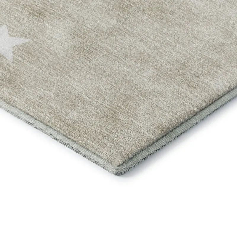 Luxury Washable Indoor/Outdoor Merry & Bright Beige 8\' x 8\' Round Rug