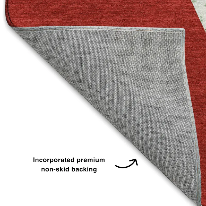Luxury Washable Indoor/Outdoor Merry & Bright Red 3\' x 5\' Rug
