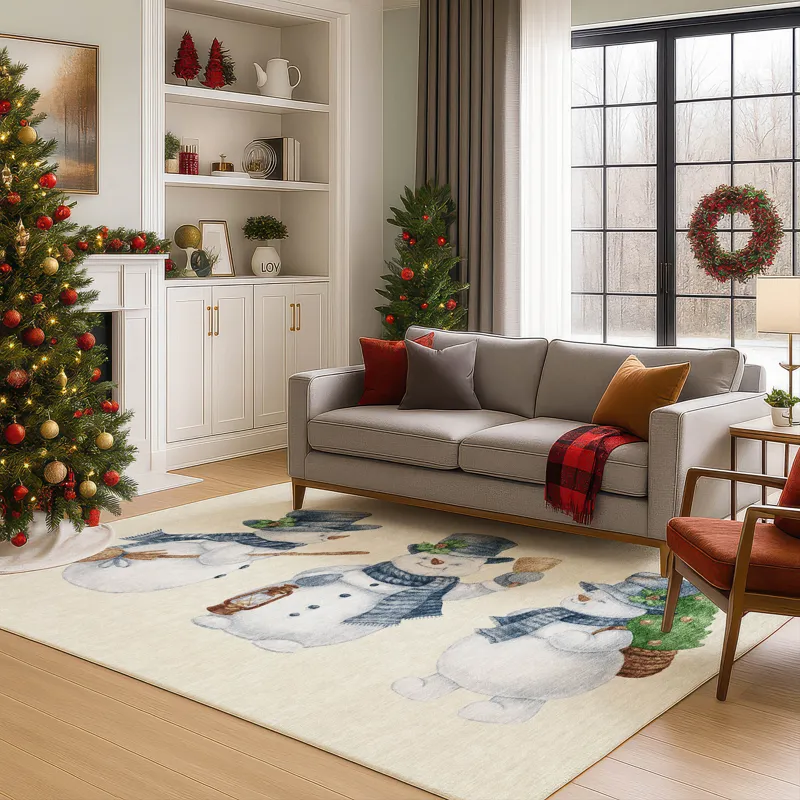 Luxury Washable Indoor/Outdoor Merry & Bright Ivory 2\'6\" x 3\'10\" Rug