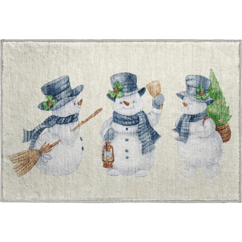 Luxury Washable Indoor/Outdoor Merry & Bright Ivory 1\'8\" x 2\'6\" Rug