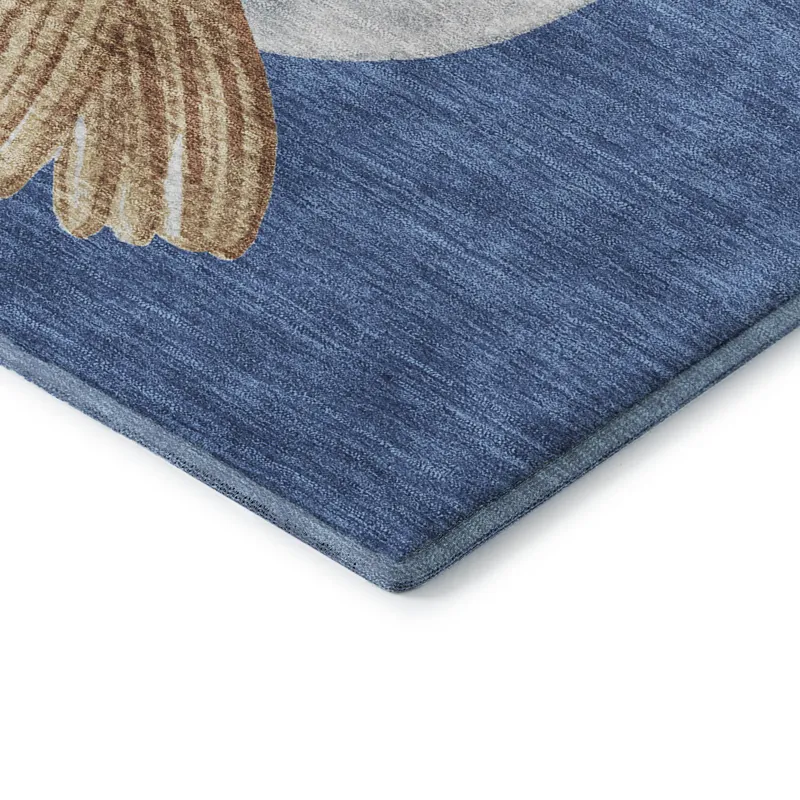 Luxury Washable Indoor/Outdoor Merry & Bright Navy 8\' x 8\' Round Rug