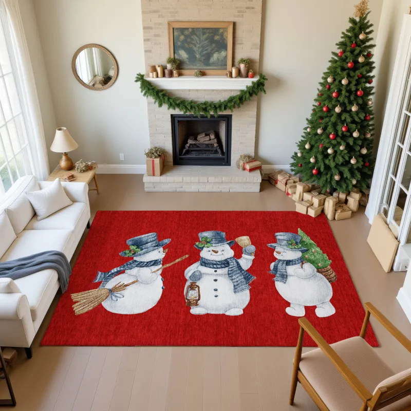 Luxury Washable Indoor/Outdoor Merry & Bright Red 2\'6\" x 3\'10\" Rug
