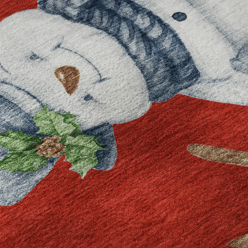 Luxury Washable Indoor/Outdoor Merry & Bright Red 2\'6\" x 3\'10\" Rug