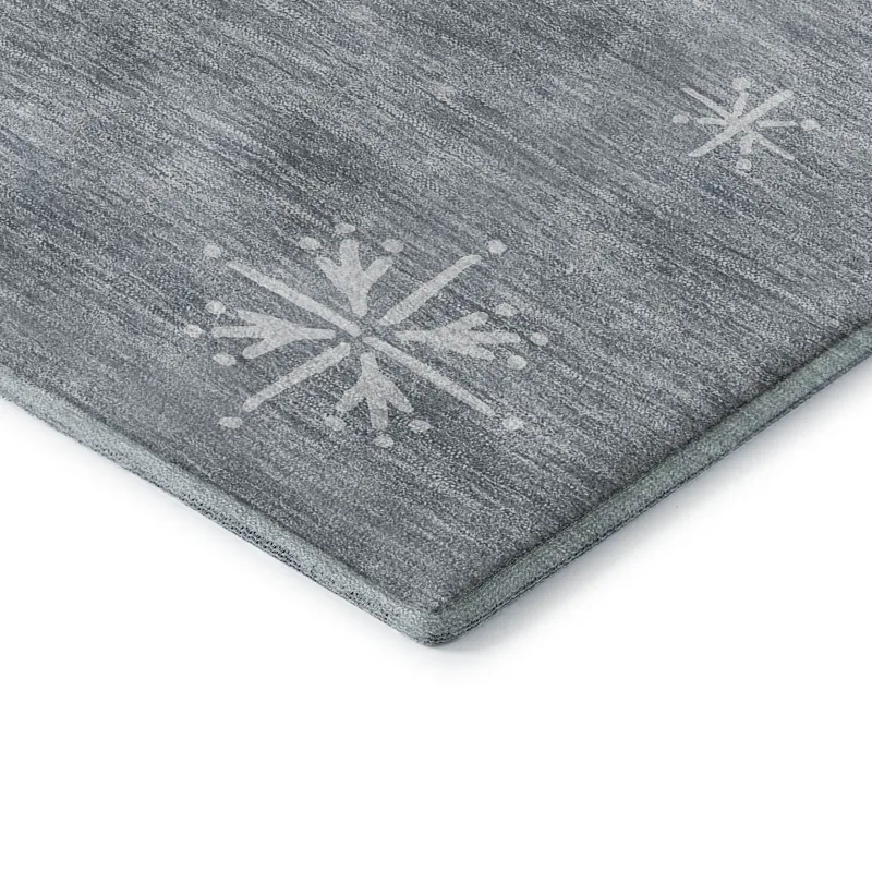 Luxury Washable Indoor/Outdoor Merry & Bright Gray 2\'6\" x 3\'10\" Rug