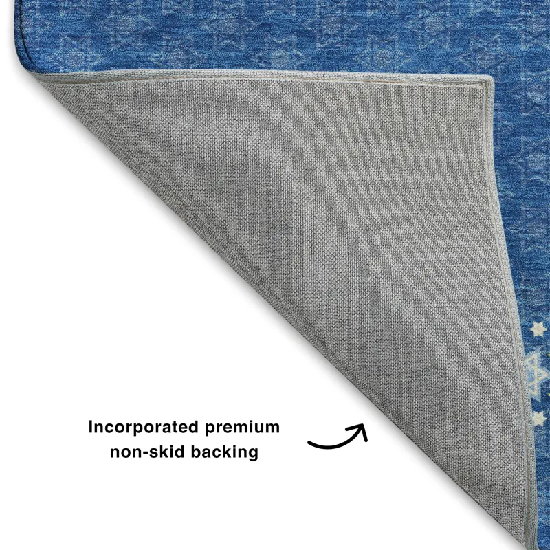 Luxury Washable Indoor/Outdoor Merry & Bright Blue 10\' x 14\' Rug