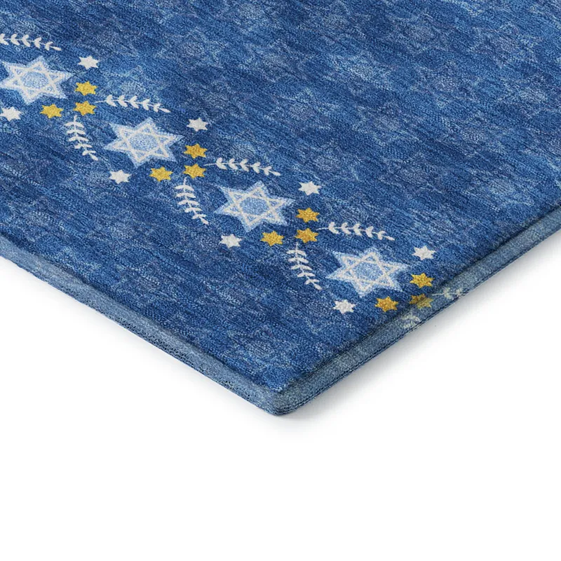 Luxury Washable Indoor/Outdoor Merry & Bright Blue 10\' x 14\' Rug