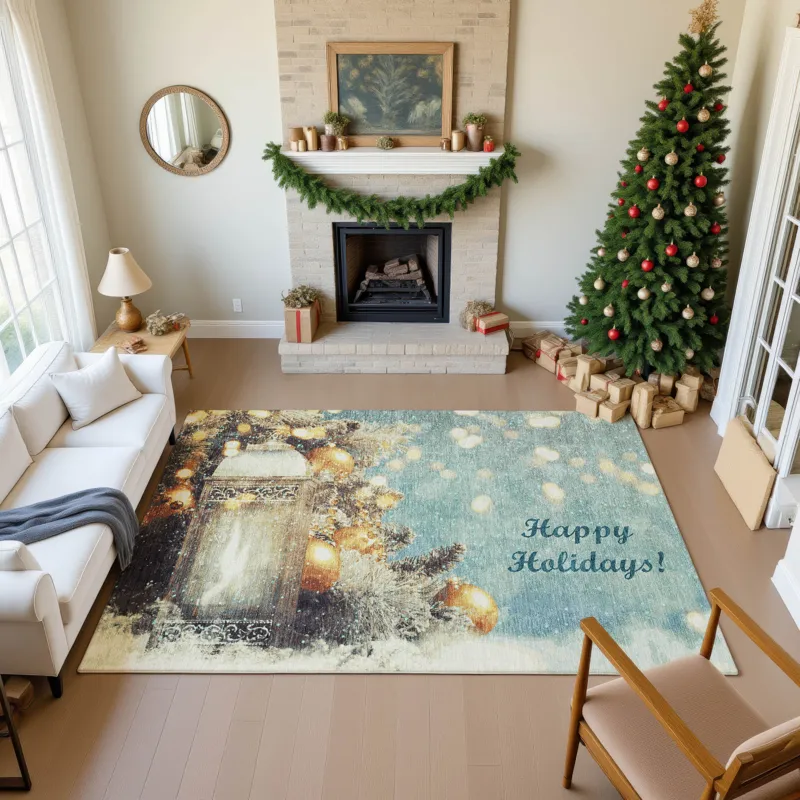Luxury Washable Indoor/Outdoor Merry & Bright Skydust 3\' x 5\' Rug