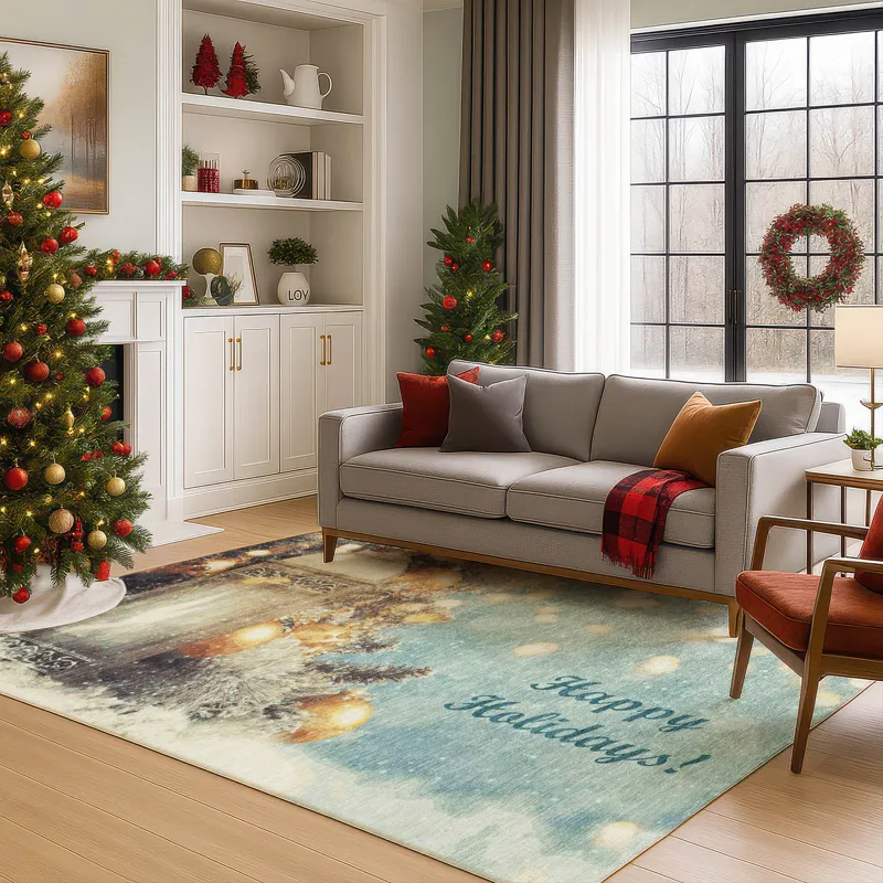 Luxury Washable Indoor/Outdoor Merry & Bright Skydust 3\' x 5\' Rug