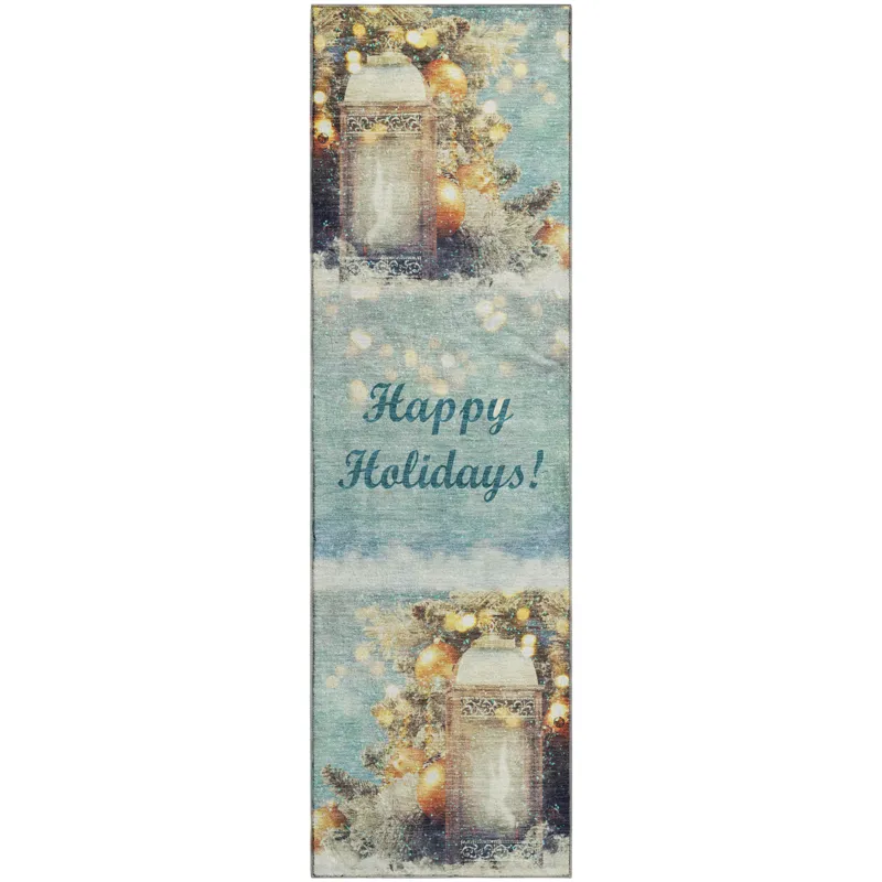 Luxury Washable Indoor/Outdoor Merry & Bright Skydust 2\'3\" x 7\'6\" Runner Rug