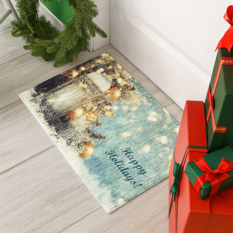 Luxury Washable Indoor/Outdoor Merry & Bright Skydust 1\'8\" x 2\'6\" Rug