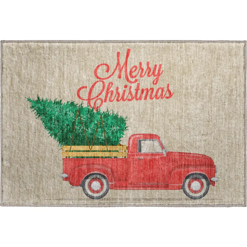 Luxury Washable Indoor/Outdoor Merry & Bright Putty 1\'8\" x 2\'6\" Rug
