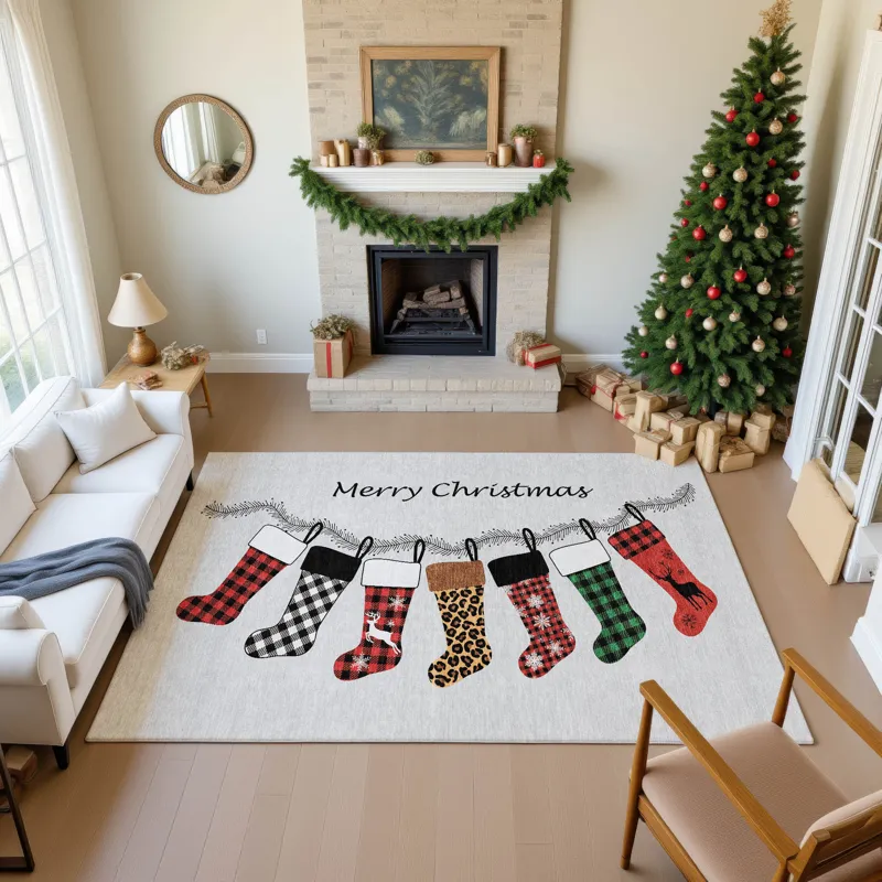 Luxury Washable Indoor/Outdoor Merry & Bright Silver 2\'6\" x 3\'10\" Rug