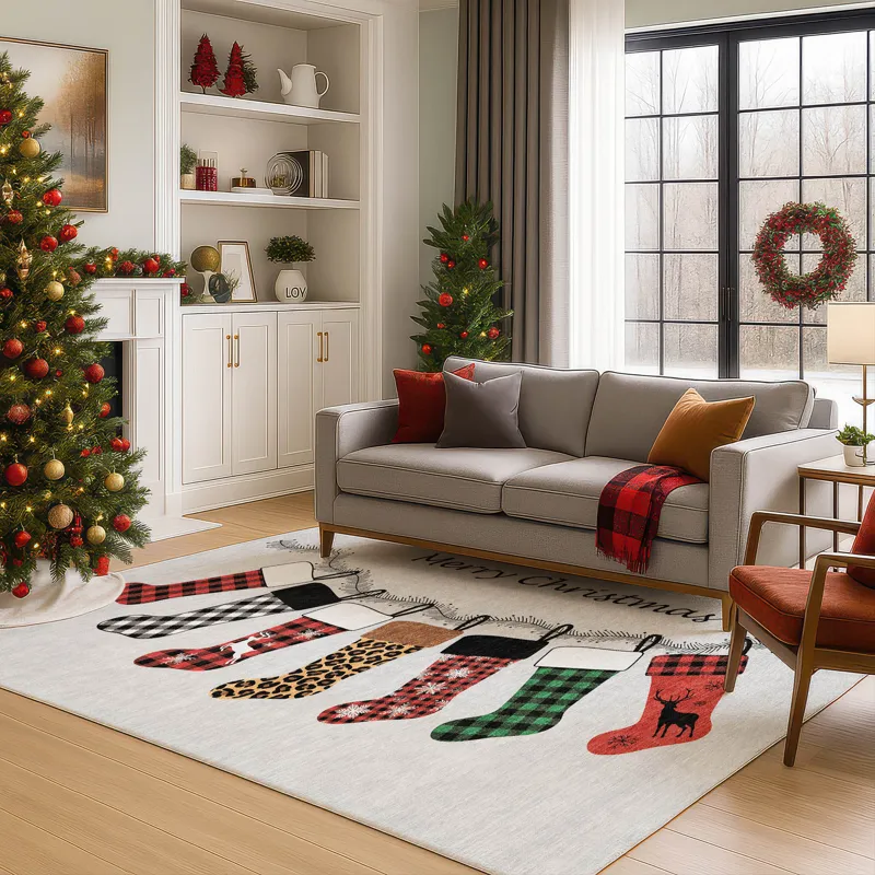 Luxury Washable Indoor/Outdoor Merry & Bright Silver 2\'6\" x 3\'10\" Rug