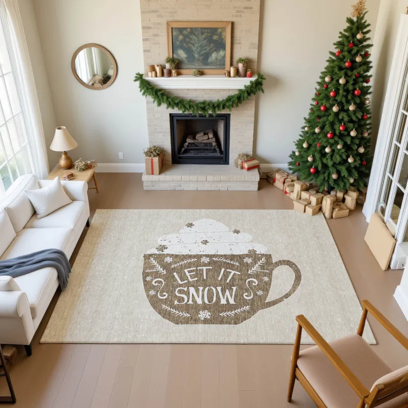 Luxury Washable Indoor/Outdoor Merry & Bright Beige 2\'6\" x 3\'10\" Rug