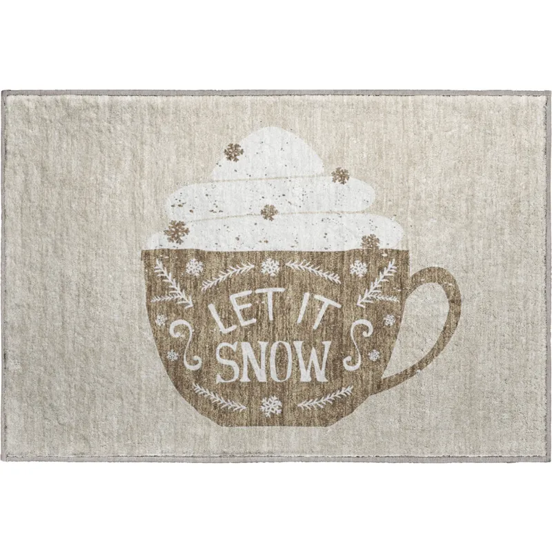 Luxury Washable Indoor/Outdoor Merry & Bright Beige 1\'8\" x 2\'6\" Rug