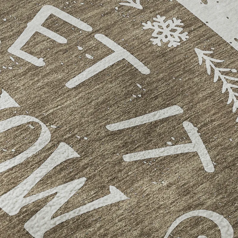 Luxury Washable Indoor/Outdoor Merry & Bright Beige 2\'6\" x 3\'10\" Rug