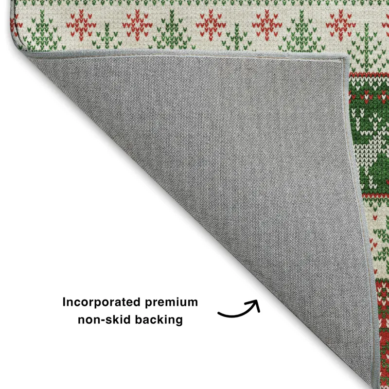 Luxury Washable Indoor/Outdoor Merry & Bright Red 1\'8\" x 2\'6\" Rug