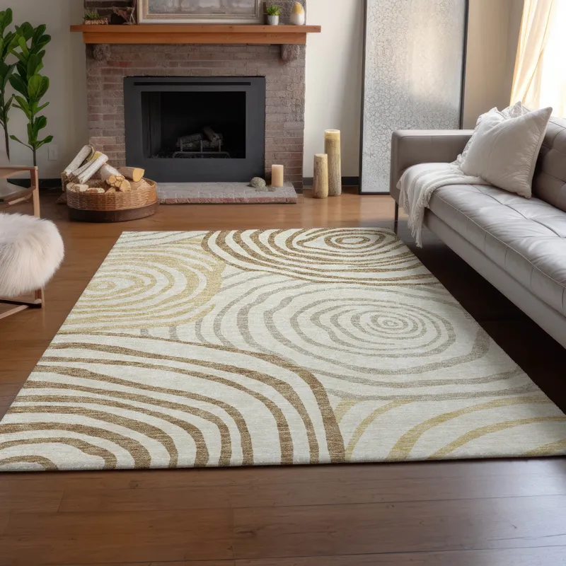 Machine Washable Indoor/Outdoor Neo Gold 10\' x 14\' Rug