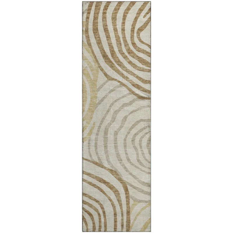 Machine Washable Indoor/Outdoor Neo Gold 2\'3\" x 7\'6\" Runner Rug