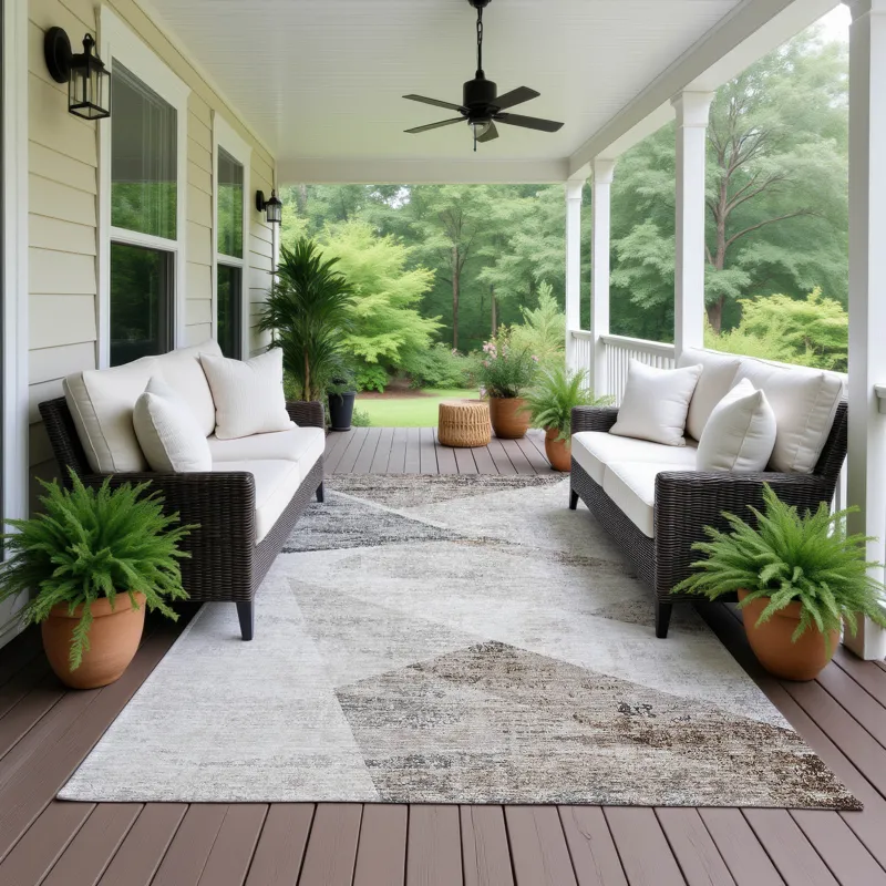 Machine Washable Indoor/Outdoor Neo Silver 8\' x 10\' Rug