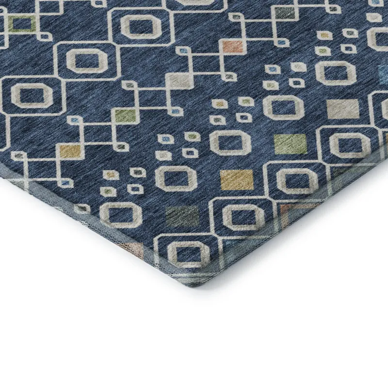 Machine Washable Indoor/Outdoor Neo Navy 10\' x 14\' Rug