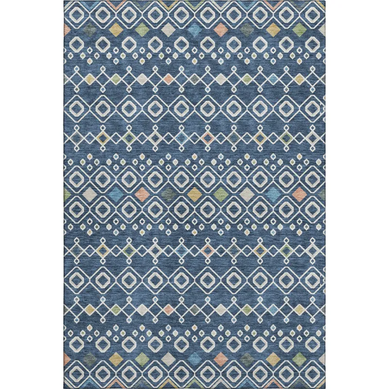 Machine Washable Indoor/Outdoor Neo Navy 10\' x 14\' Rug