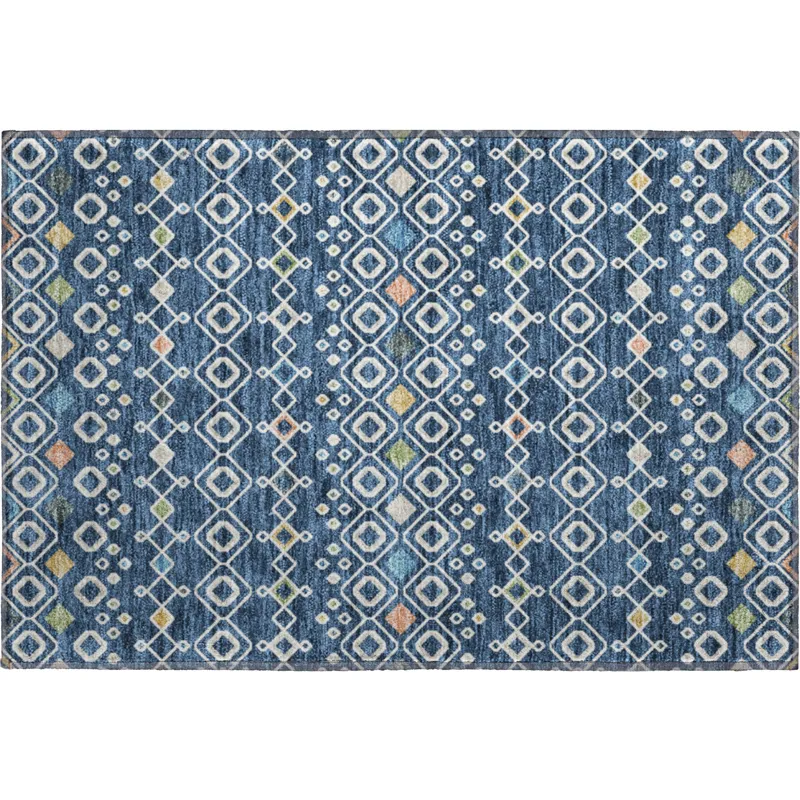 Machine Washable Indoor/Outdoor Neo Navy 1\'8\" x 2\'6\" Rug