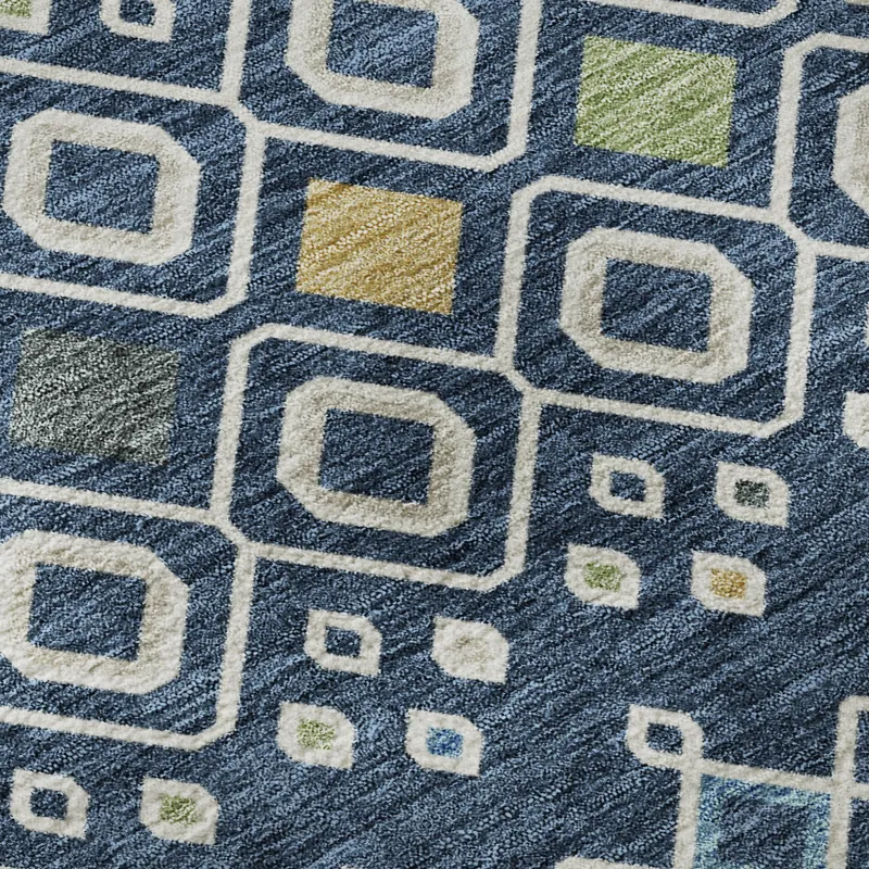 Machine Washable Indoor/Outdoor Neo Navy 10\' x 14\' Rug