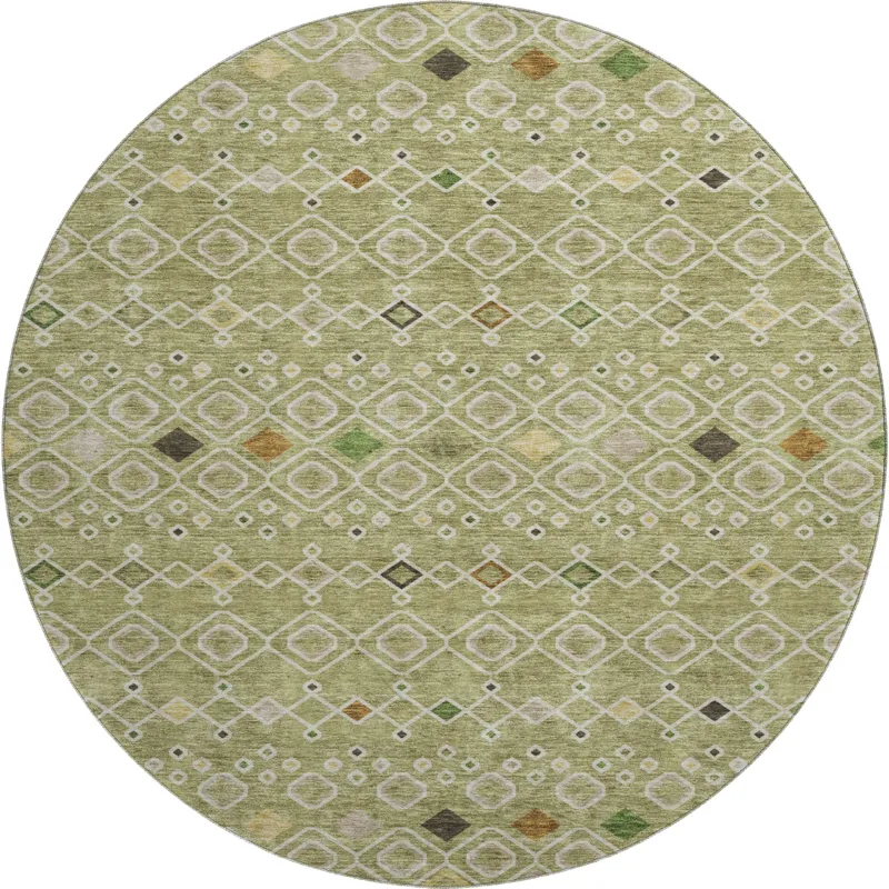Machine Washable Indoor/Outdoor Neo Sage 8\' x 8\' Round Rug