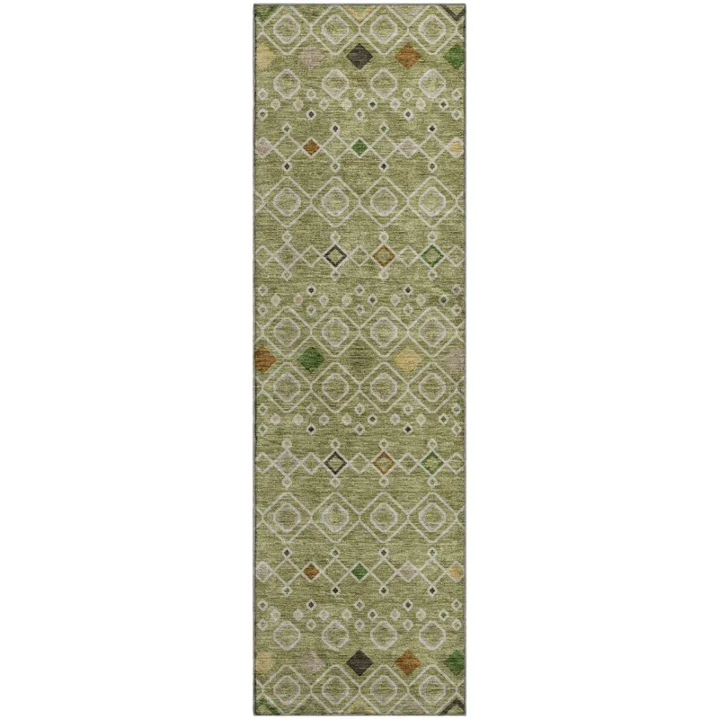 Machine Washable Indoor/Outdoor Neo Sage 2\'3\" x 7\'6\" Runner Rug