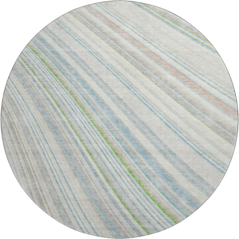 Machine Washable Indoor/Outdoor Neo Ivory 8\' x 8\' Round Rug