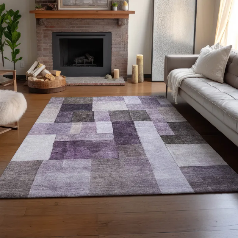 Machine Washable Indoor/Outdoor Neo Eggplant 5\' x 7\'6\" Rug